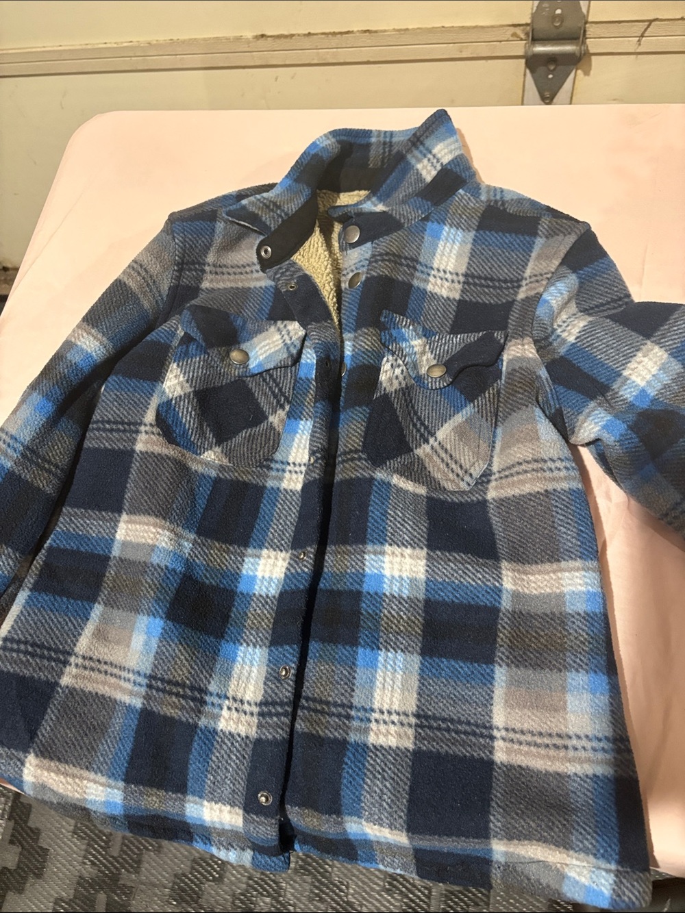 Eddie Bauer Blue Plaid Sherpa-Lined Jean Jacket for Kids